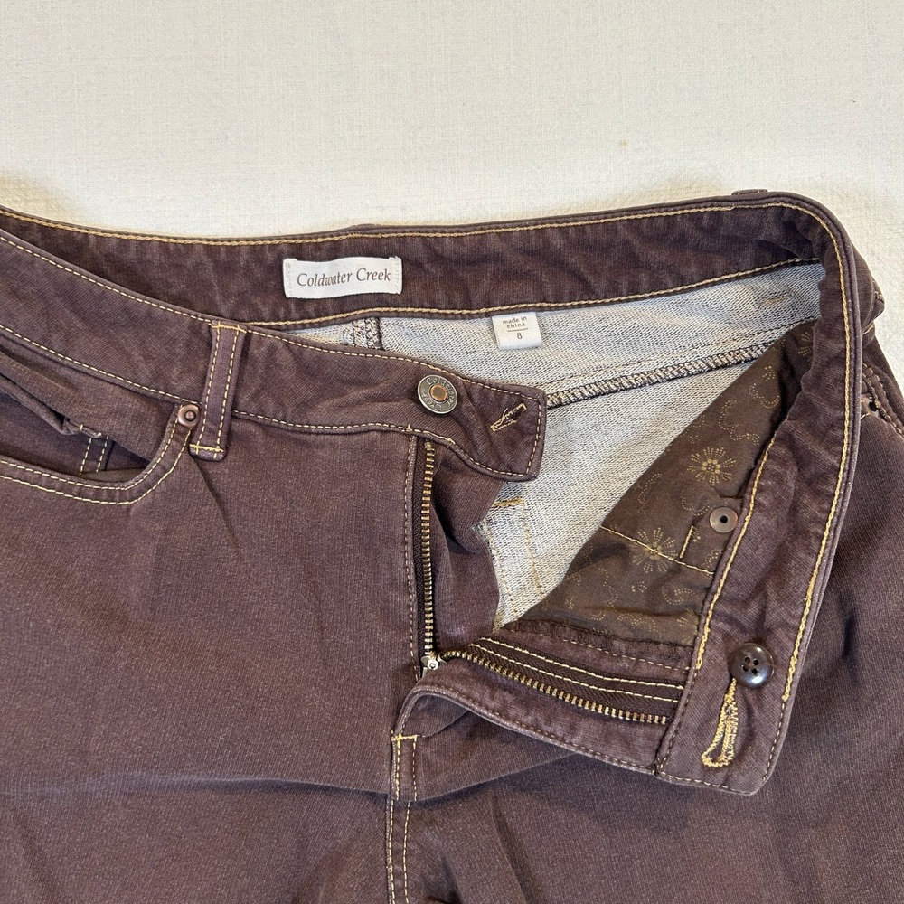 Coldwater Creek Brown Straight Leg Stretch Corduroy Pants Mid Rise Size 8 - Picture 7 of 13